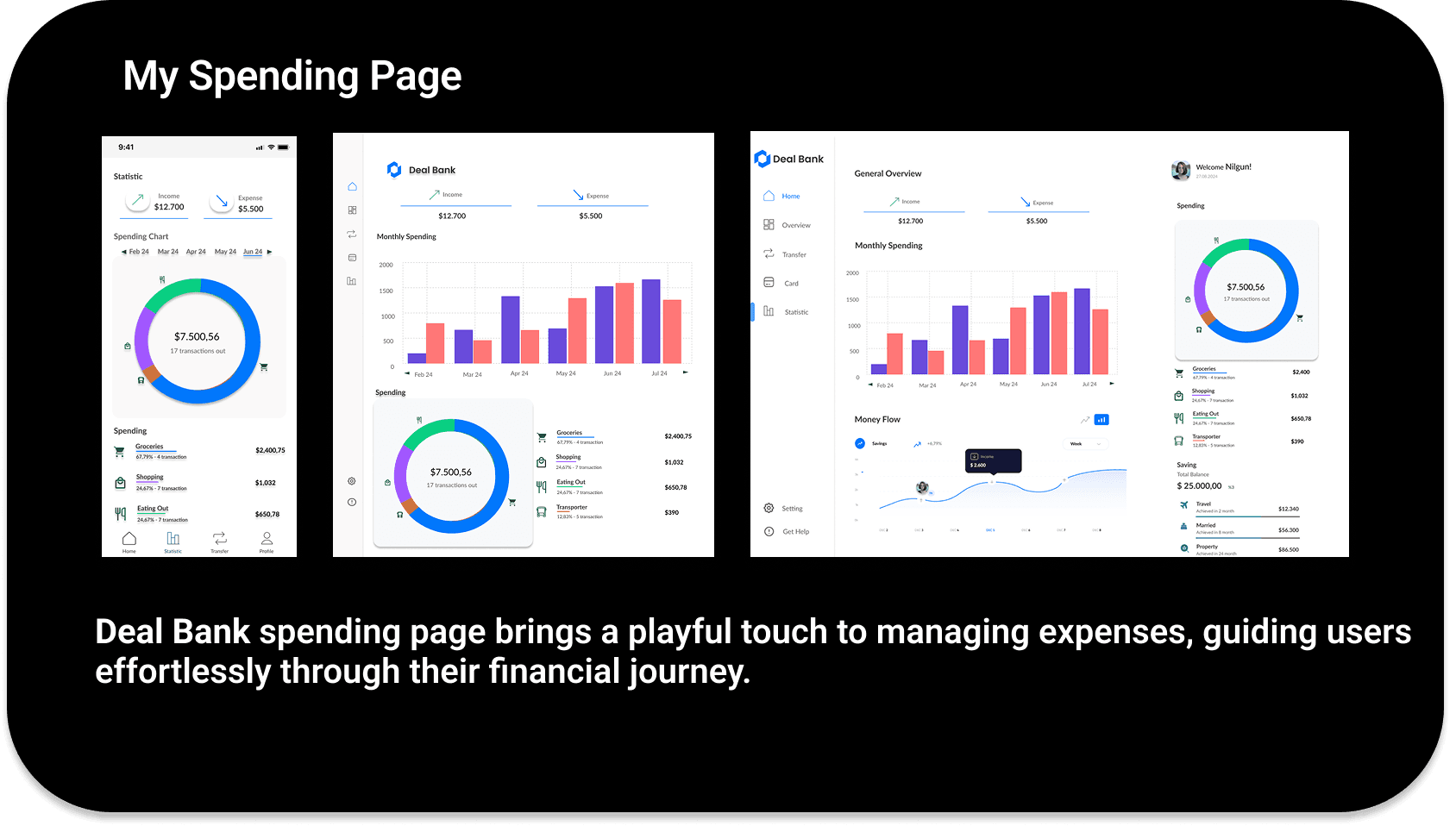 My Spending Page final DealBank design card.