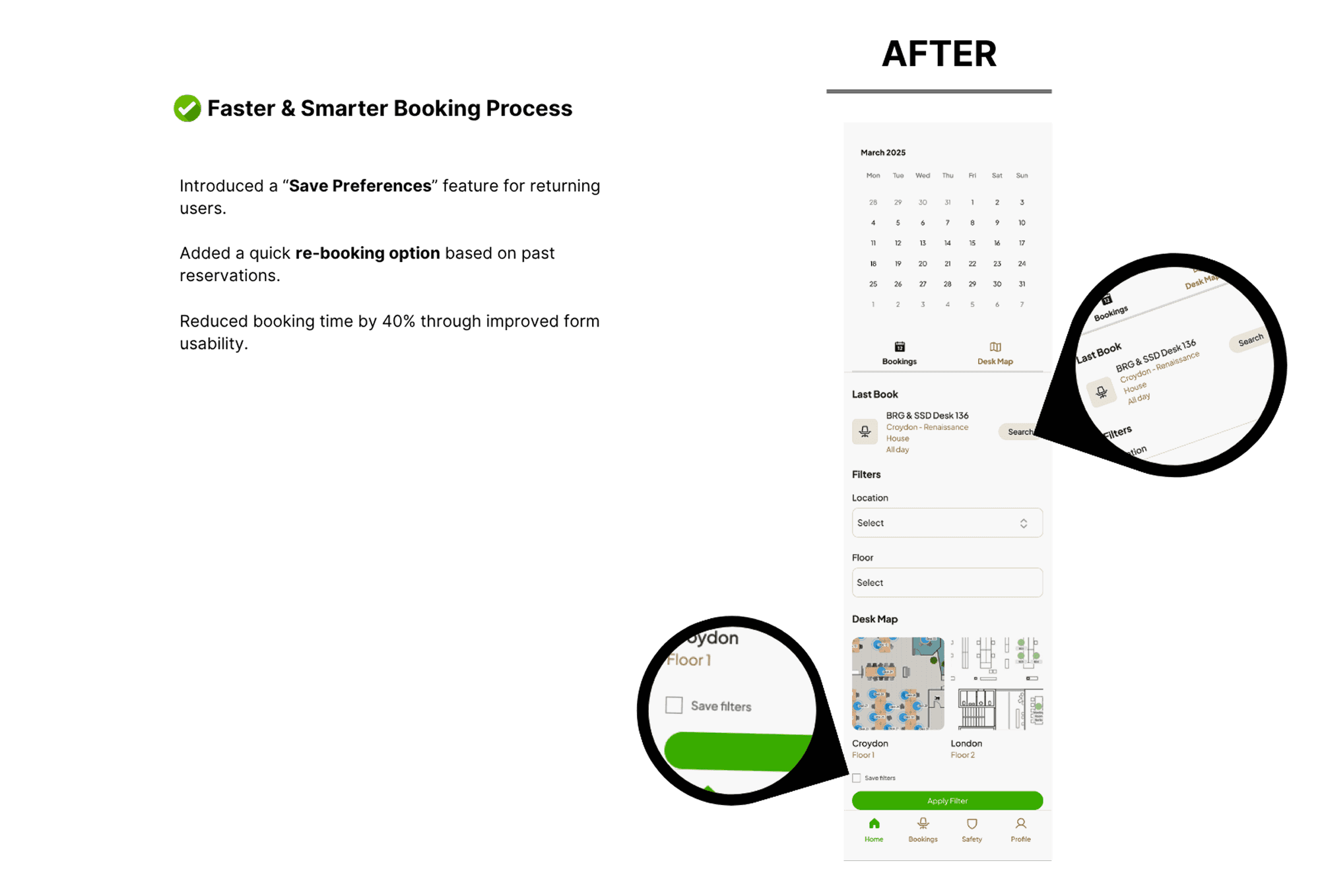 After comparison showing faster and smarter booking process.