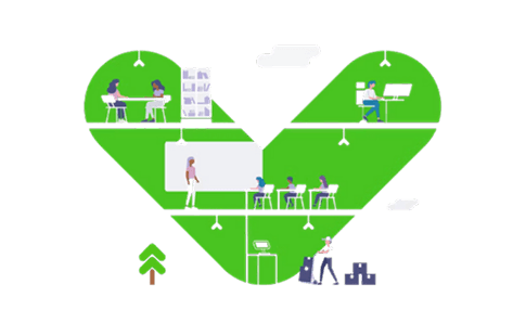 Green Sign In App workplace illustration.